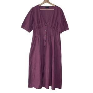 CITY‎ CHIC SUNSET STROLL FIT AND FLARE  MIDI LINEN  DRESS SIZE S